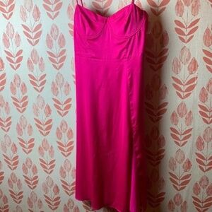 ASTR The Label fuchsia satin corset midi dress- size large